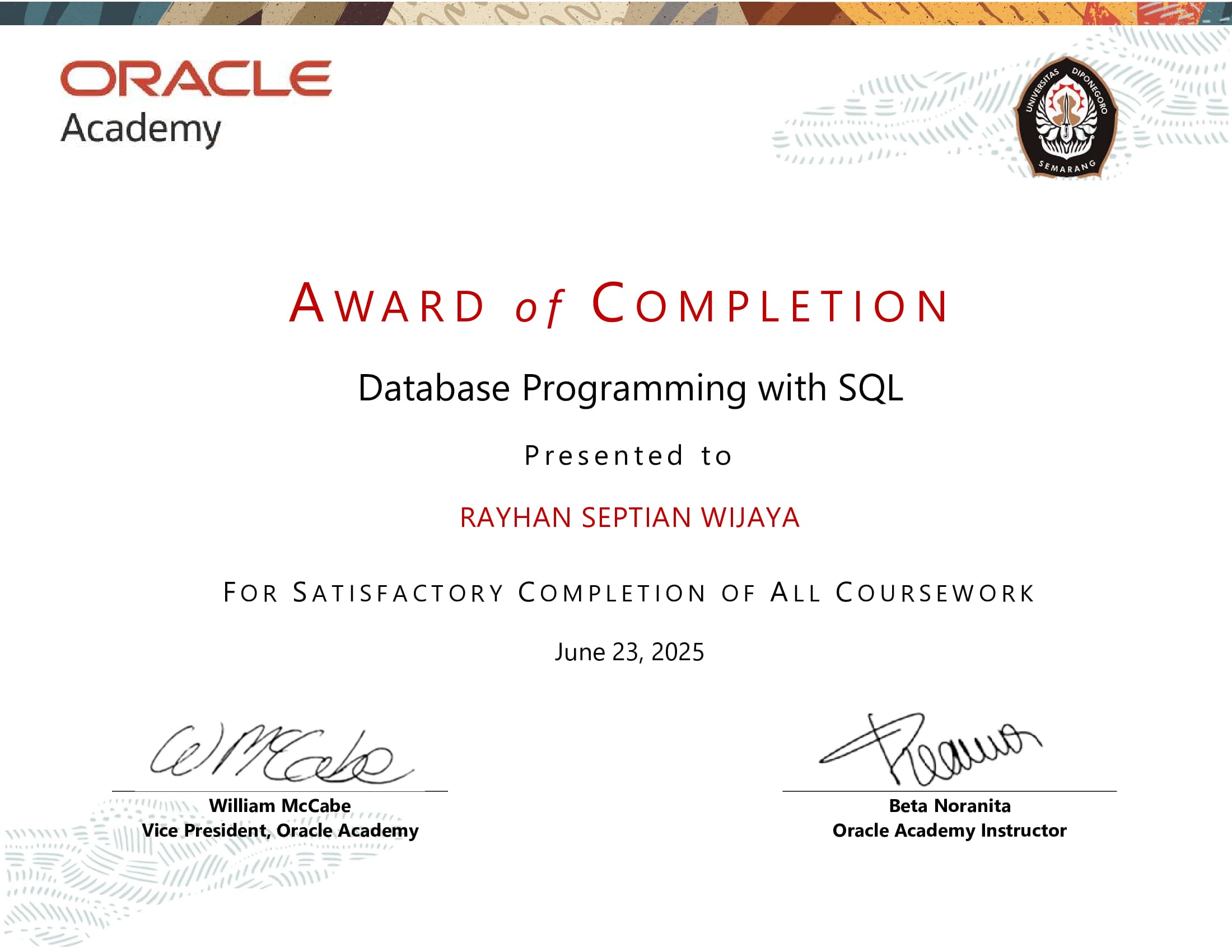 Database Programming with SQL